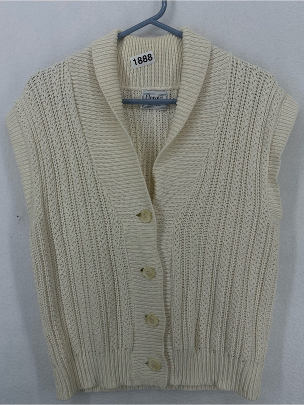 Herald House Button Sleeveless Vest Cardigan Medium Cream